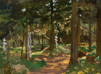Куклин Леонид Владимирович. Кладбище. Холст, масло. 23,3х31,1. 1910. Вятский художественный музей имени В.М. и А.М. Васнецовых.