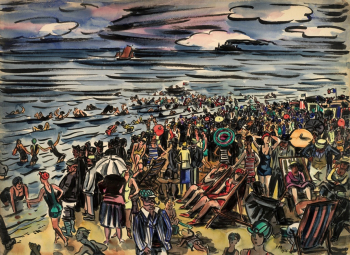 Франс Мазерель. Пляж в воскресенье. Бумага, акварель. 54,4х73,9. 1926. Частное собрание.