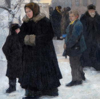 Попов Лукиан Васильевич. На кладбище. Холст, масло. 45х45. 1900-е. Оренбургский областной музей изобразительных искусств.