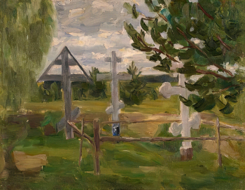 Фальк Роберт Рафаилович. Кладбище. Холст, масло. 41,7х54. 1900-е. Челябинский государственный музей изобразительных искусств.