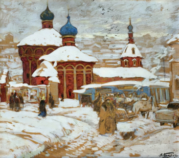 Бочанцев Василий Иннокентьевич. Сергиев Посад. Картон, гуашь. 61х68,5. 1969. Приморская государственная картинная галерея.