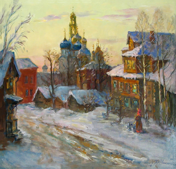 Иващенко Юрий Николаевич. Вечером в Сергиевом Посаде. Холст, масло. 1995. Картинная галерея городского округа Красноармейск.