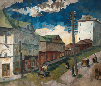 Лентулов Аристарх Васильевич. Улица в Сергиевом Посаде. Холст, масло. 100х117,5. 1922. Пензенская областная картинная галерея имени К.А.Савицкого.