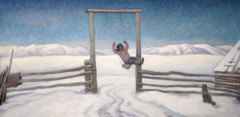 Бралгин Юрий Егорович. Качели. Холст, масло. 37х53. 1990. Бийский краеведческий музей имени В.В.Бианки.