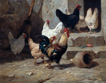 Шарль Эмиль Жак. Куры. Холст, масло. 33,5х43. 1850-е. Государственный музей изобразительных искусств имени А.С.Пушкина.