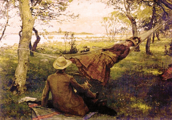 Йохан Кроутен. Сиеста с женой. Холст, масло. 44,5х59. 1885. Музей округа Эстергётланд (Швеция).