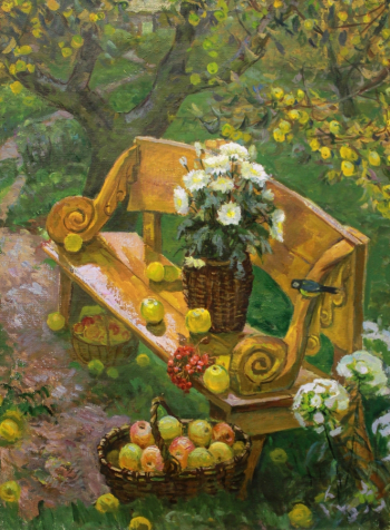 Куликов Владимир Афанасьевич. Скамейка. Холст, масло. 72х100. 1982. Малоярославецкий музейно-выставочный центр имени И.А.Солдатенкова.