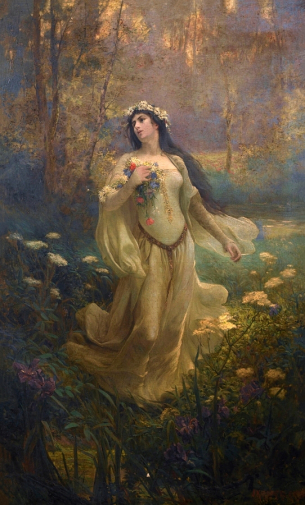 Джозеф Киркпатрик. Офелия. Холст, масло. 147х90. 1896. Частная коллекция.