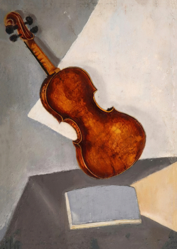 Райцер Лия Яковлевна. Натюрморт со скрипкой. Фанера, масло. 72х51,5. 1920. Пермская государственная художественная галерея.