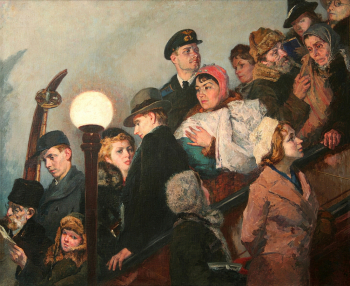 Шегаль Григорий Михайлович. На эскалаторе. Московское метро. Холст, масло. 135х164. 1941-1943. Государственный художественный музей Алтайского края.