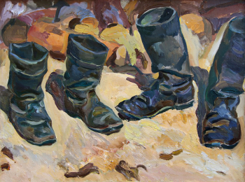 Беднов Виктор Андреевич. Сапоги, этюд. Холст, масло. 50х70. 1986. Мордовский республиканский музей изобразительных искусств имени С.Д.Эрьзи.