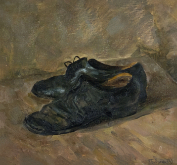Бредюк Павел Федосеевич. Старые туфли. Картон, масло. 44х48. 1979. Региональный историко-культурный и экологический центр (Мегион).