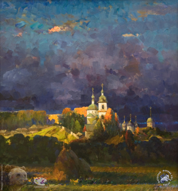 Кузин Сергей Семёнович. Боровск. Тёплый вечер. Холст, масло. 158х138. Авторское собрание.