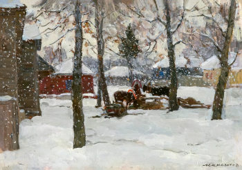 Максютов Рашит Гарифович. Улица в Подольске. Картон, масло. 49х69. 1980. Государственный музейно-выставочный центр РОСИЗО.