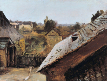 Карл Блехен. Крыши и сады. Бумага, масло. 20х26. 1835. Старая национальная галерея (Берлин).