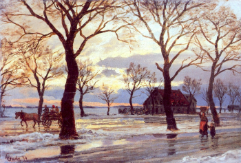 Ханс Фредрик Гуде. Зимняя сцена. Холст, масло. 32,4х22. 1874. Частная коллекция.