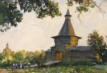 Платунов Михаил Георгиевич. Село Коломенское. Бумага, темпера. 44х63. 1946. Национальный музей Республики Марий Эл имени Тимофея Евсеева.