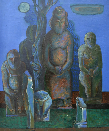 Лиховид Георгий Иванович. Скифские скульптуры. Холст, масло. 82,2х68. 1987. Ишимбайская картинная галерея.