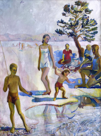 Жибинов Алексей Петрович. Пикник. Холст, масло. 34х99. Иркутский областной художественный музей имени В.П.Сукачёва.