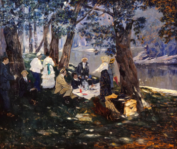 Исупов Алексей Владимирович. Пикник. Фанера, масло. 104,5х123,5. 1915. Вятский художественный музей имени В.М. и А.М. Васнецовых.