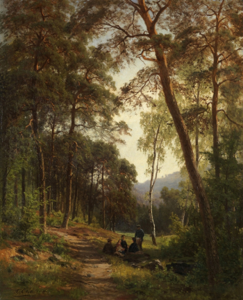 Фриц Эбель. Пикник на лесной поляне. Холст, масло. 66х53. 1865-1870. Частная коллекция.