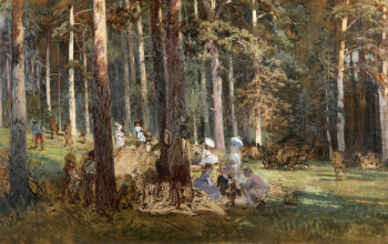 Шишкин Иван Иванович. Пикник в сосновом лесу. Холст, масло. 85х140. 1879. Вятский художественный музей имени В.М. и А.М. Васнецовых.