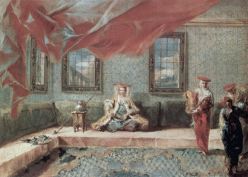 Джанантонио Гуарди. Сцена в гареме. Холст, масло. 46,5х64. 1742-1743. Музей Тиссена-Борнемисы.
