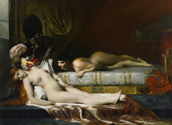 Фернан Кормон. Убийство в гареме. Холст, масло. 160х220. 1874. Музей изящных искусств и археологии (Безансон).