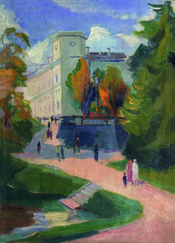 Пакулин Вячеслав Владимирович. Гатчинский дворец. Холст, масло. 103х75,5. 1930-е. Центральный выставочный зал Манеж (Санкт-Петербург).