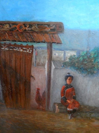 Паншаев Мухамет Умар Самедович. У калитки. Холст, масло. 110х100. 1986. Сочинский художественный музей имени Д.Д.Жилинского.