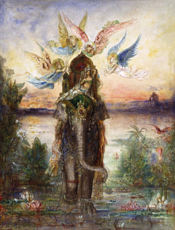 Гюстав Моро. Священный слон. Бумага, акварель, гуашь. 57х43,5. 1882. Национальный музей западного искусства (Токио).