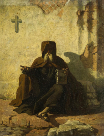 Диодор Рау. Монах - сборщик подаяния. Холст, масло. 41х32,5. До 1861 года. Государственный Эрмитаж.