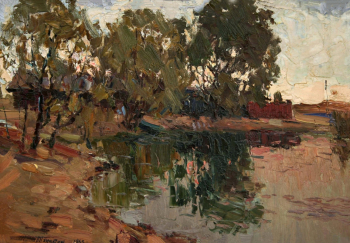 Панарин Пётр Семёнович. Ивы. ДВП, масло. 32,8х46,4. 1963. Государственный художественный музей Алтайского края.