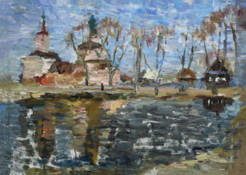 Сорокин Виктор Семёнович. Ивы цветут. Холст, масло. 50х80. 1982. Липецкий областной краеведческий музей.
