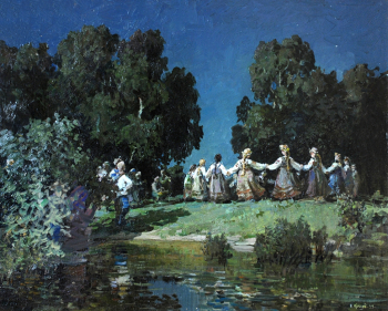 Копаев Владимир Иванович. В ночь на Ивана Купала (эскиз). Оргалит, масло. 64,5х80. 1999. Новосибирский государственный художественный музей.