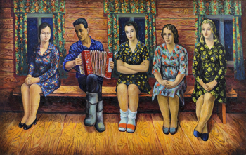 Болохов Б.И. Посиделки. Холст, масло. 85х144. 20 век. Картинная галерея (Балашиха).