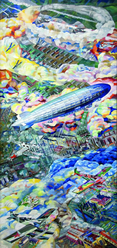 Купцов Василий Васильевич. Дирижабль. Холст, масло. 280х130. 1933. Центральный музей Вооруженных Сил.