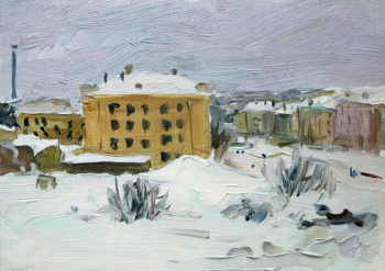 Косолапов Николай Александрович. Челябинск, этюд. Картон, масло. 12,5х17,7. 1966. Удмуртский республиканский музей изобразительных искусств.