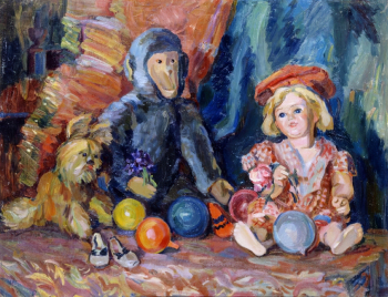 Богданов Сергей Александрович. Игрушки. Холст, масло. 66,3х86,5. 1920-е. Художественная культура Русского Севера.