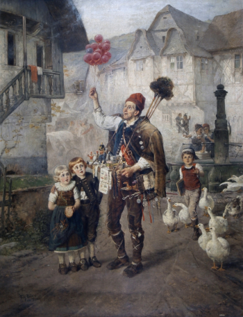 Фриц Бейнке. Торговец игрушками в Нюрнберге. Холст, масло. 84х65. 1882. Частная коллекция.