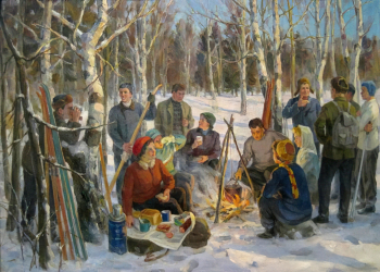 Косолапов Николай Александрович. У костра. Холст, масло. 85х119. 1967. Удмуртский республиканский музей изобразительных искусств.