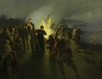 Лебедев Клавдий Васильевич. Пляска у костра. Холст, масло. 59х71,5. 1908. Иркутский областной художественный музей имени В.П.Сукачева.