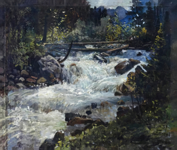 Котов Николай Георгиевич. Горная река. Холст, масло. 64х75. 1958. Томский областной художественный музей.