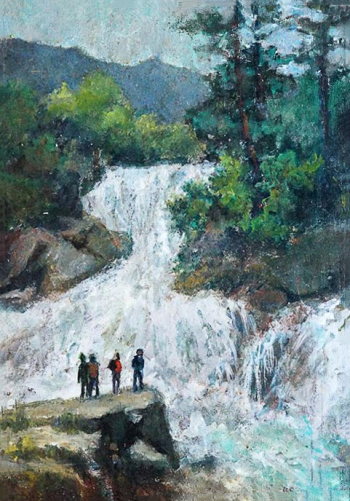 Марковский Ярослав Дмитриевич. Горная река. ДВП, масло. 70х49. 2010. Минусинский региональный краеведческий музей имени Н.М.Мартьянова.