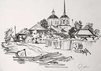 Тумбасов Анатолий Николаевич. Орёл. Бумага, тушь. 20,5х28,8. 1968. Пермский краеведческий музей.