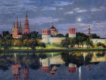 Разживин Игорь Владимирович. Ночная тишина. Новодевичий монастырь. Холст, масло. 59,9х79,8. 2005. Государственный художественный музей (Ханты-Мансийск).