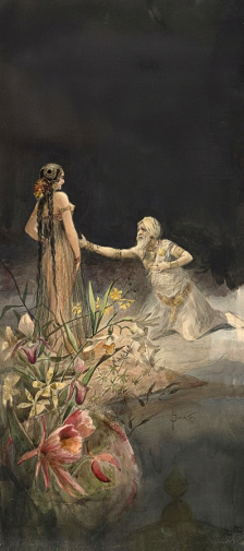 Соломко Сергей Сергеевич. Сцена из Рамаяны. Бумага, акварель. 66,2х34. Государственный музей изобразительных искусств имени А.С.Пушкина.