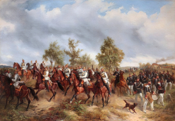 Карл Фридрих Шульц. Прусская кавалерия в походе. Холст, масло. 144х208. 1855. Государственный музей-заповедник Петергоф.