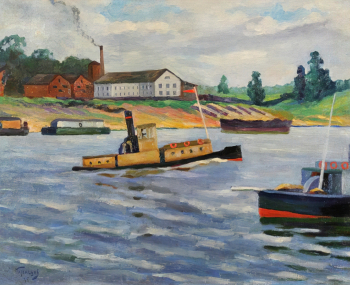 Кузнецов Николай Ефимович. В Рыбинске. Холст, масло. 65х81. 1935. Государственный Владимиро-Суздальский историко-архитектурный и художественный музей-заповедник.