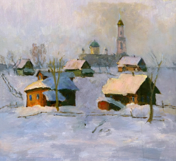 Кукушкин Юрий Фёдорович. Уголок старого Рыбинска. Картон, масло. 36,8х40,7. 1989. Рыбинский государственный историко-архитектурный и художественный музей-заповедник.